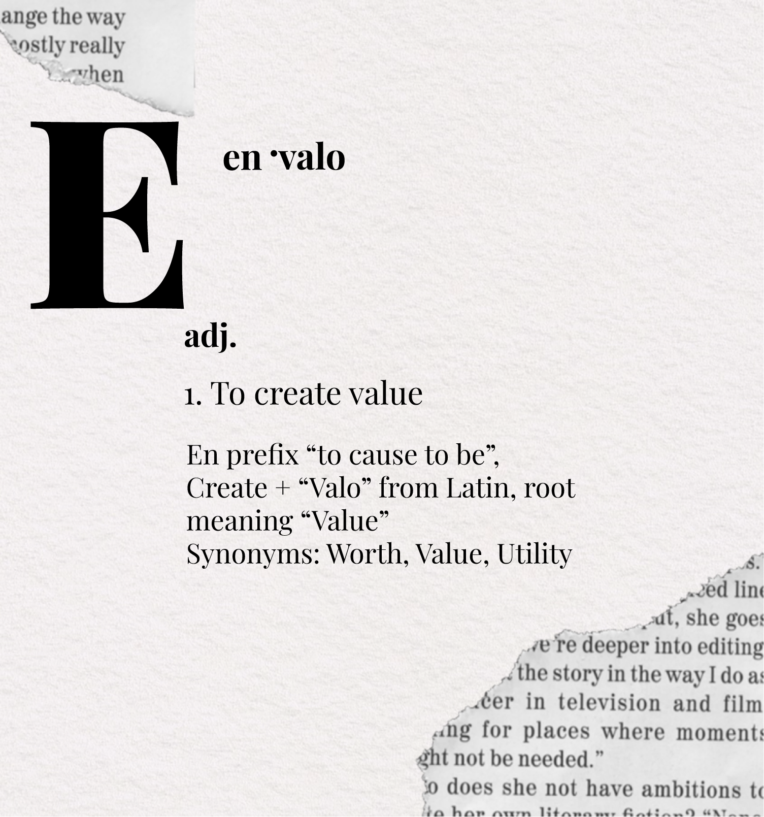 Image of a dictionary definition for the meaning of Envalo